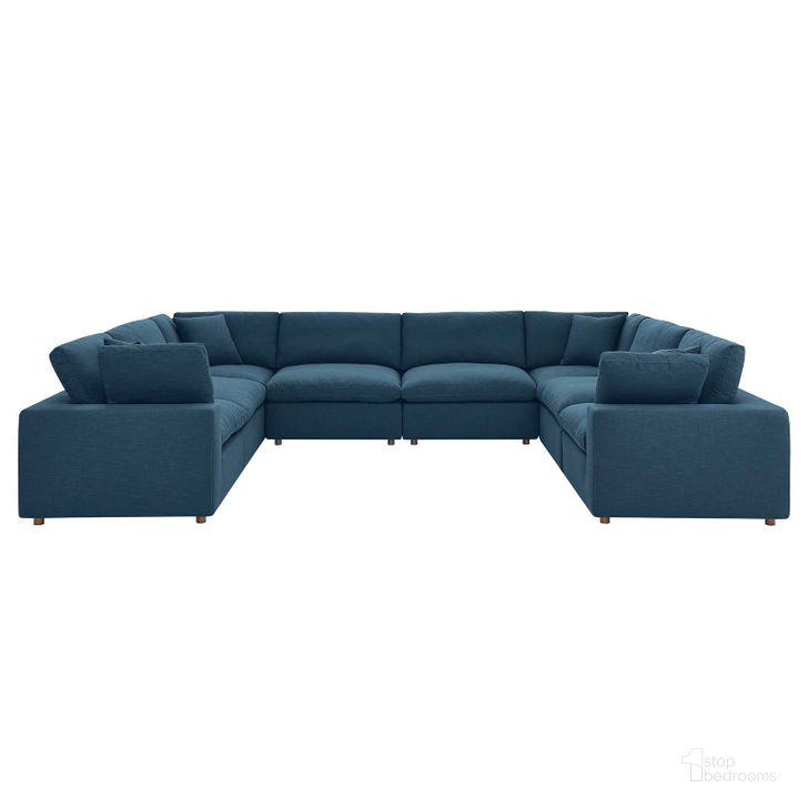 The appearance of Commix Azure Down Filled Overstuffed 8 Piece Sectional Sofa Set designed by Modway in the modern / contemporary interior design. This azure piece of furniture  was selected by 1StopBedrooms from Commix Collection to add a touch of cosiness and style into your home. Sku: EEI-3363-AZU. Material: Wood. Product Type: Sectional. Layout: U-Shape. Image1