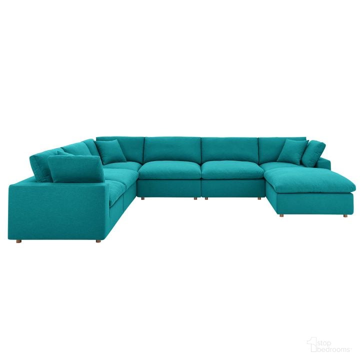 The appearance of Commix Teal Down Filled Overstuffed 7 Piece Sectional Sofa Set EEI-3364-TEA designed by Modway in the modern / contemporary interior design. This teal piece of furniture  was selected by 1StopBedrooms from Commix Collection to add a touch of cosiness and style into your home. Sku: EEI-3364-TEA. Material: Wood. Product Type: Sectional. Layout: U-Shape. Image1
