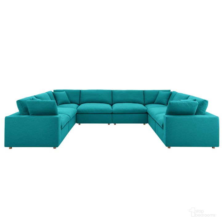 The appearance of Commix Teal Down Filled Overstuffed 8 Piece Sectional Sofa Set designed by Modway in the modern / contemporary interior design. This teal piece of furniture  was selected by 1StopBedrooms from Commix Collection to add a touch of cosiness and style into your home. Sku: EEI-3363-TEA. Material: Wood. Product Type: Sectional. Layout: U-Shape. Image1