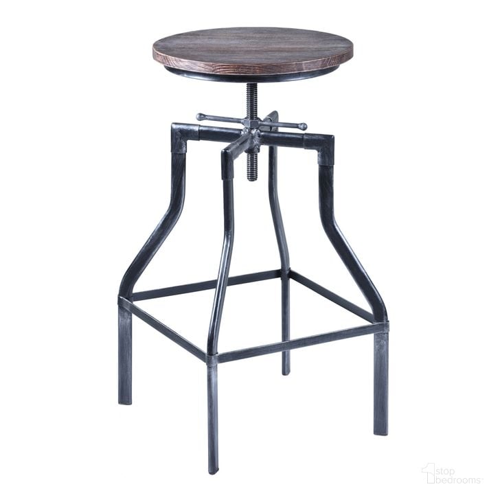 The appearance of Concord Adjustable Barstool In Industrial Gray Finish with Pine Wood Seat designed by Armen Living in the modern / contemporary interior design. This gray piece of furniture  was selected by 1StopBedrooms from Concord Collection to add a touch of cosiness and style into your home. Sku: LCCOSTSBPI. Material: Steel. Product Type: Barstool. Image1