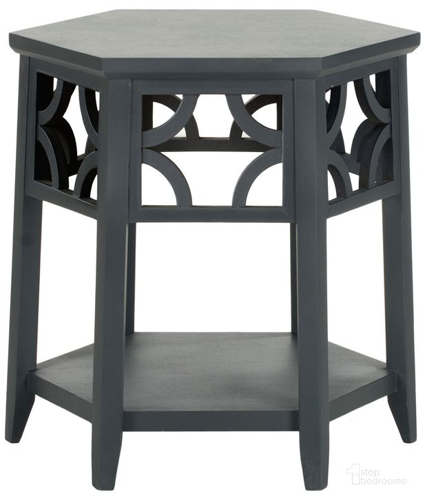 The appearance of Connr Charcoal Grey Hexagon End Table designed by Safavieh in the modern / contemporary interior design. This charcoal grey piece of furniture  was selected by 1StopBedrooms from Connr Collection to add a touch of cosiness and style into your home. Sku: AMH4602B. Material: Wood. Product Type: Accent Table. Image1