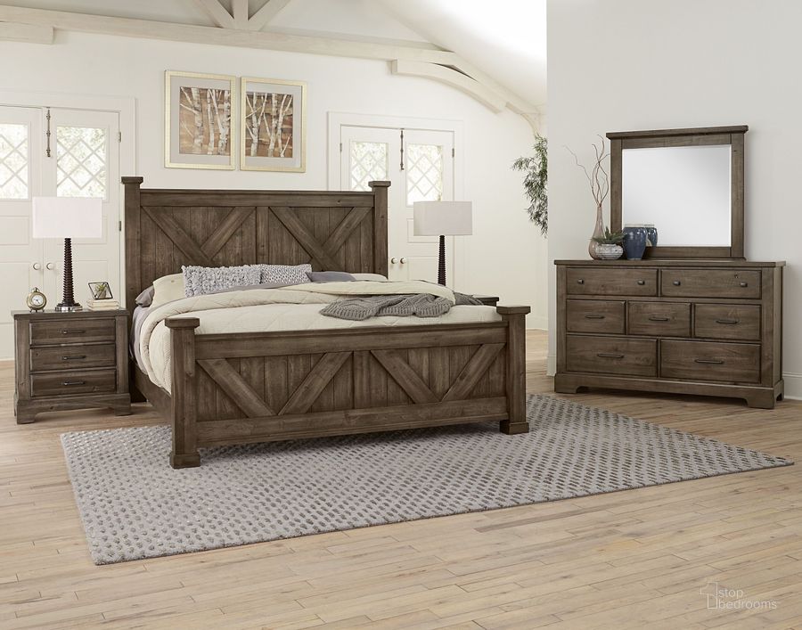 The appearance of Cool Rustic Mink Poster Bedroom Set With X Footboard designed by Artisan & Post in the transitional interior design. This brown piece of furniture  was selected by 1StopBedrooms from Cool Rustic Collection to add a touch of cosiness and style into your home. Sku: 170-557;170-755;170-922;170-227. Material: Wood. Product Type: Bedroom Set. Bed Size: Queen. Image1