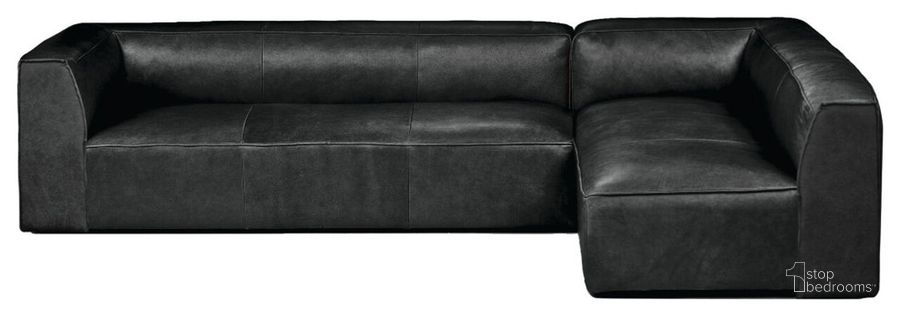 The appearance of Cooper Right Arm Leather Sectional Sofa In Black designed by Primitive Collections in the modern / contemporary interior design. This black piece of furniture  was selected by 1StopBedrooms from  to add a touch of cosiness and style into your home. Sku: PC2PBLK10. Material: Leather. Product Type: Sectional.