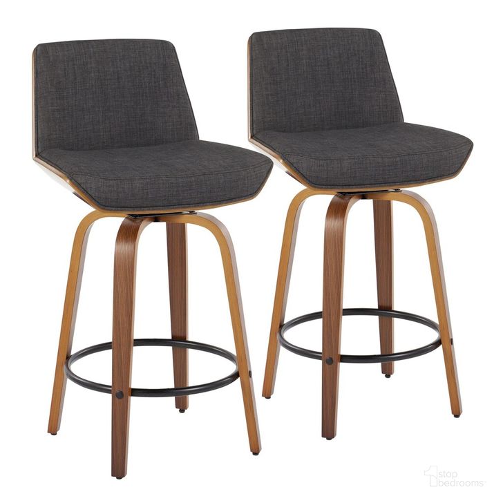 The appearance of Corazza 26 Inch Fixed Height Counter Stool Set of 2 In Charcoal designed by Lumisource in the transitional interior design. This charcoal piece of furniture  was selected by 1StopBedrooms from Corazza Collection to add a touch of cosiness and style into your home. Sku: B26-CRZZFB-GRTZQ2 WLWLCHAR2. Material: Wood. Product Type: Barstool. Image1