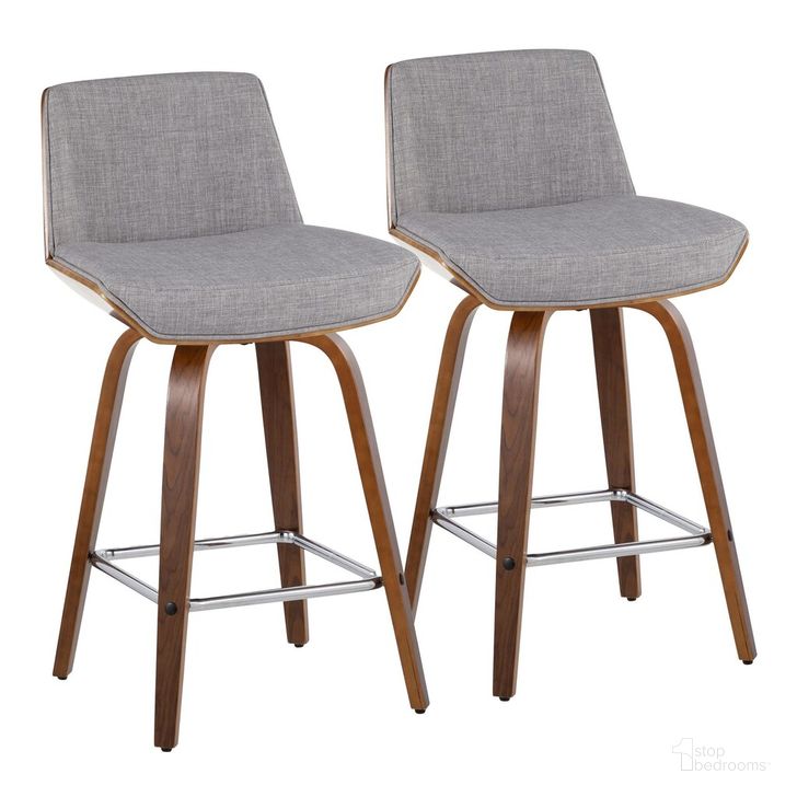The appearance of Corazza 26 Inch Fixed Height Counter Stool Set of 2 In Light Grey designed by Lumisource in the transitional interior design. This light grey piece of furniture  was selected by 1StopBedrooms from Corazza Collection to add a touch of cosiness and style into your home. Sku: B26-CRZZFB-GRTZS2 WLWLLGY2. Material: Wood. Product Type: Barstool. Image1