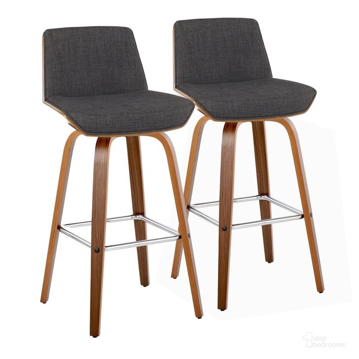 The appearance of Corazza 30 Inch Fixed Height Barstool Set of 2 In Charcoal designed by Lumisource in the transitional interior design. This charcoal piece of furniture  was selected by 1StopBedrooms from Corazza Collection to add a touch of cosiness and style into your home. Sku: B30-CRZZFB-GRTZS2 WLWLCHAR2. Material: Wood. Product Type: Barstool. Image1