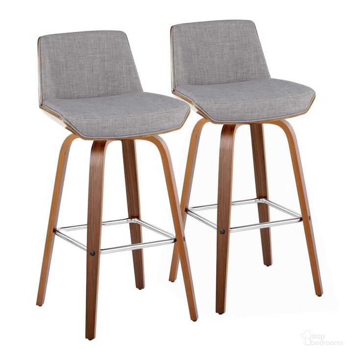 The appearance of Corazza 30 Inch Fixed Height Barstool Set of 2 In Light Grey designed by Lumisource in the transitional interior design. This light grey piece of furniture  was selected by 1StopBedrooms from Corazza Collection to add a touch of cosiness and style into your home. Sku: B30-CRZZFB-GRTZS2 WLWLLGY2. Material: Wood. Product Type: Barstool. Image1
