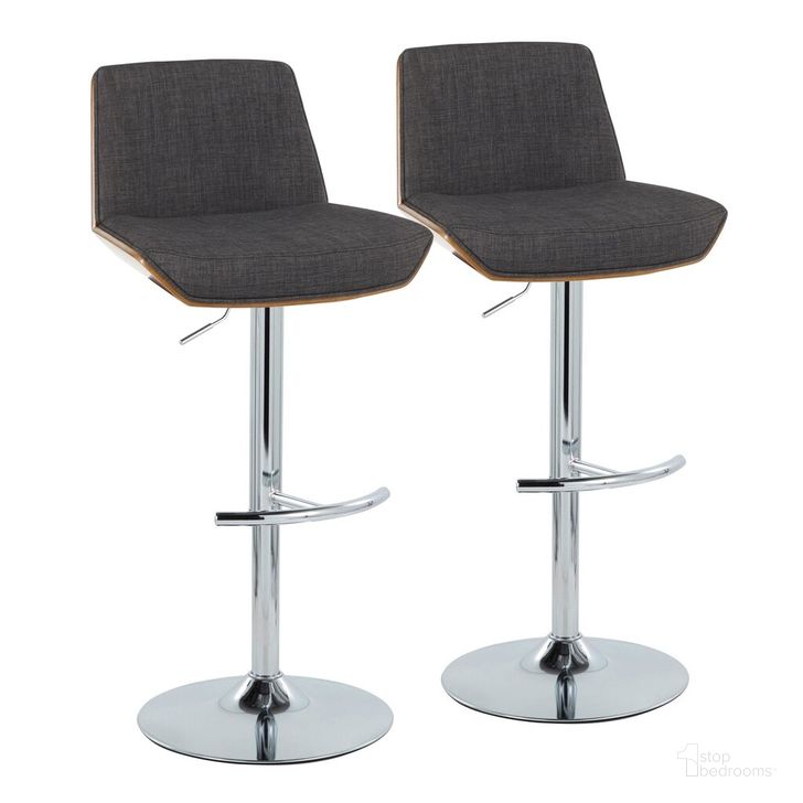The appearance of Corazza Adjustable Barstool Set of 2 In Chrome designed by Lumisource in the transitional interior design. This chrome piece of furniture  was selected by 1StopBedrooms from Corazza Collection to add a touch of cosiness and style into your home. Sku: BS-CRZZFB-RT2 CHRWLCHAR2. Material: Wood. Product Type: Barstool. Image1