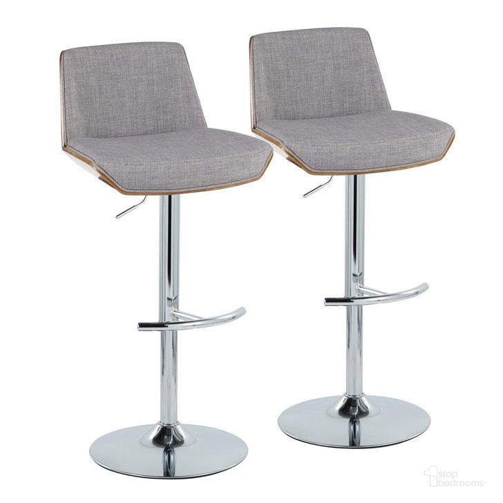 The appearance of Corazza Adjustable Barstool Set of 2 In Light Grey designed by Lumisource in the transitional interior design. This light grey piece of furniture  was selected by 1StopBedrooms from Corazza Collection to add a touch of cosiness and style into your home. Sku: BS-CRZZFB-RT2 CHRWLLGY2. Material: Wood. Product Type: Barstool. Image1