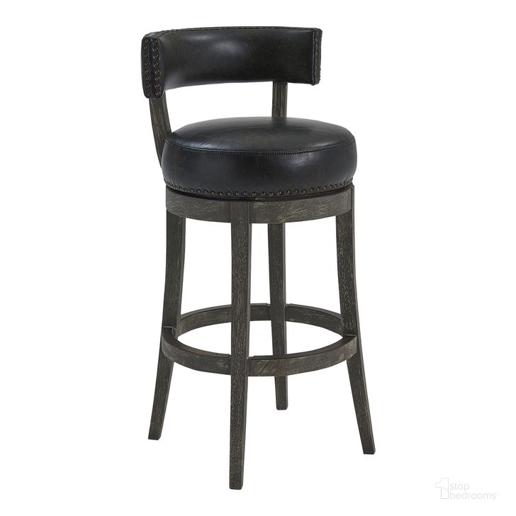 The appearance of Corbin 30 Inch Bar Height Swivel Onyx Faux Leather and American Gray Wood Bar Stool designed by Armen Living in the modern / contemporary interior design. This brown piece of furniture  was selected by 1StopBedrooms from Corbin Collection to add a touch of cosiness and style into your home. Sku: LCCBBAGRON30. Material: Wood. Product Type: Barstool. Image1