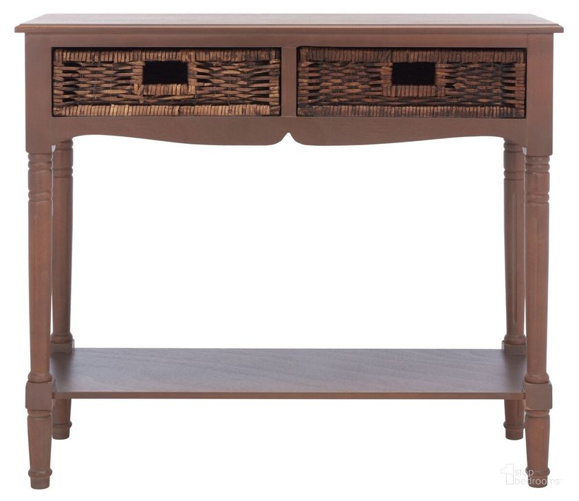 The appearance of Corbin Washed Natural Pine 2-Drawer Console designed by Safavieh in the rustic / southwestern interior design. This natural pine piece of furniture  was selected by 1StopBedrooms from Corbin Collection to add a touch of cosiness and style into your home. Sku: AMH5716B. Material: Wood. Product Type: Console. Image1
