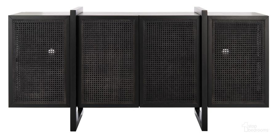 The appearance of Cordelia Rattan Sideboard In Black designed by Safavieh Couture in the modern / contemporary interior design. This black piece of furniture  was selected by 1StopBedrooms from Cordelia Collection to add a touch of cosiness and style into your home. Sku: SFV4108A. Material: Wood. Product Type: Buffets, Sideboards and Server. Image1