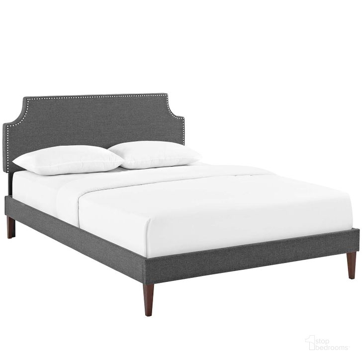 The appearance of Corene Gray King Fabric Platform Bed with Squared Tapered Legs designed by Modway in the modern / contemporary interior design. This gray piece of furniture  was selected by 1StopBedrooms from Corene Collection to add a touch of cosiness and style into your home. Sku: MOD-5957-GRY. Bed Type: Platform Bed. Material: Wood. Product Type: Platform Bed. Bed Size: King. Image1