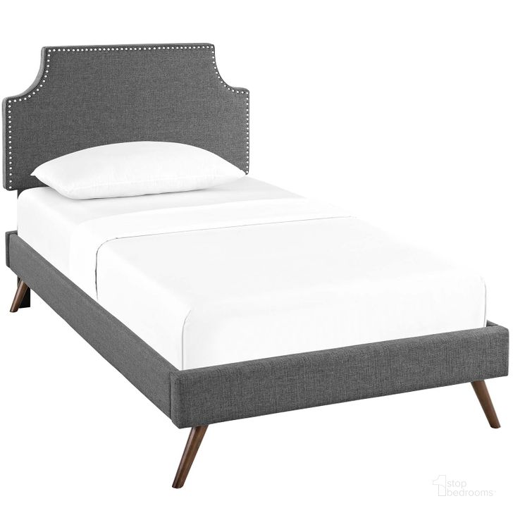 The appearance of Corene Gray Twin Fabric Platform Bed with Round Splayed Legs MOD-5943-GRY designed by Modway in the modern / contemporary interior design. This gray piece of furniture  was selected by 1StopBedrooms from Corene Collection to add a touch of cosiness and style into your home. Sku: MOD-5943-GRY. Bed Type: Platform Bed. Material: Wood. Product Type: Platform Bed. Bed Size: Twin. Image1