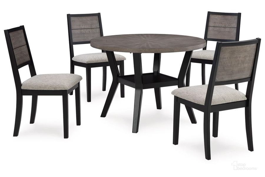 The appearance of Corloda 5 Piece Dining Room Set In Black and Grey designed by Signature Design by Ashley in the transitional interior design. This black and grey piece of furniture  was selected by 1StopBedrooms from Corloda Collection to add a touch of cosiness and style into your home. Sku: D426-225. Material: Wood. Product Type: Dining Room Set. Image1