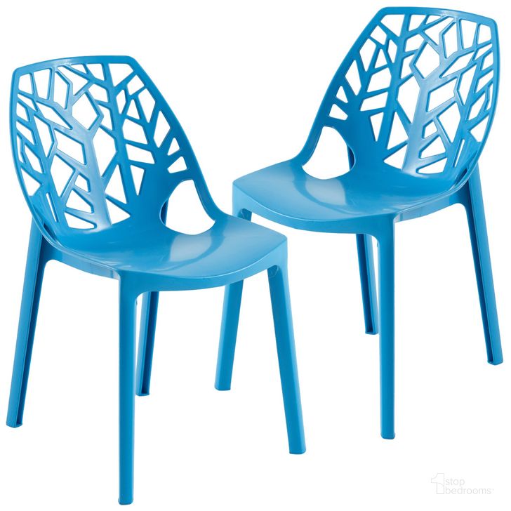 The appearance of Cornelia Dining Chair Set of 2 In Solid Blue designed by LeisureMod in the modern / contemporary interior design. This blue solid piece of furniture  was selected by 1StopBedrooms from Cornelia Collection to add a touch of cosiness and style into your home. Sku: C18SBU2. Product Type: Dining Chair. Material: Plastic. Image1