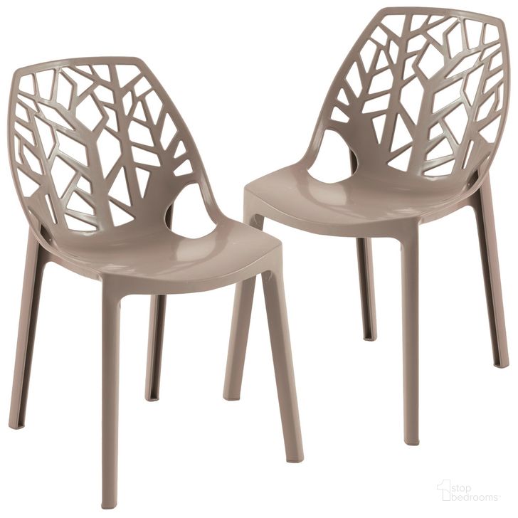 The appearance of Cornelia Dining Chair Set of 2 In Solid Taupe designed by LeisureMod in the modern / contemporary interior design. This taupe piece of furniture  was selected by 1StopBedrooms from Cornelia Collection to add a touch of cosiness and style into your home. Sku: C18STP2. Product Type: Dining Chair. Material: Plastic. Image1