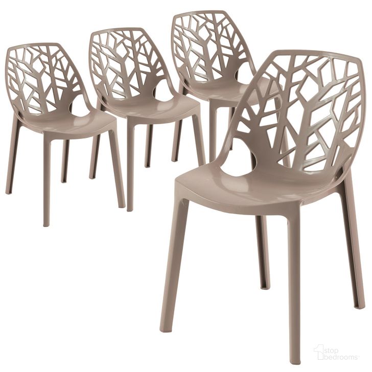 The appearance of Cornelia Dining Chair Set of 4 In Solid Taupe designed by LeisureMod in the modern / contemporary interior design. This taupe piece of furniture  was selected by 1StopBedrooms from Cornelia Collection to add a touch of cosiness and style into your home. Sku: C18STP4. Product Type: Dining Chair. Material: Plastic. Image1
