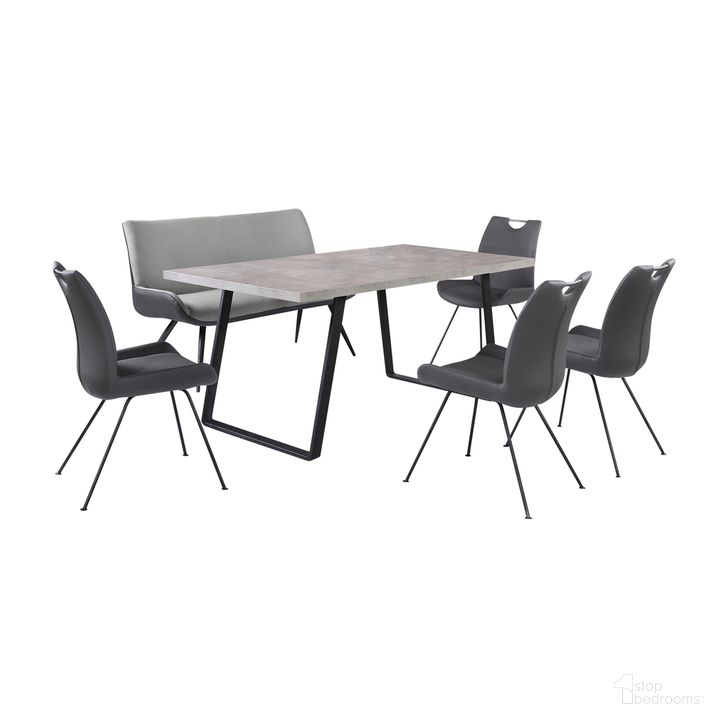 The appearance of Coronado 6-Piece Gray Rectangular Dining Set designed by Armen Living in the modern / contemporary interior design. This gray piece of furniture  was selected by 1StopBedrooms from Coronado Collection to add a touch of cosiness and style into your home. Sku: LCCDDIBETO;LCCDDIBGLG;LCCDBEPW;LCCDBEBGLG;LCCDSIGR;LCCDSIGR. Material: Metal. Product Type: Dining Room Set. Image1