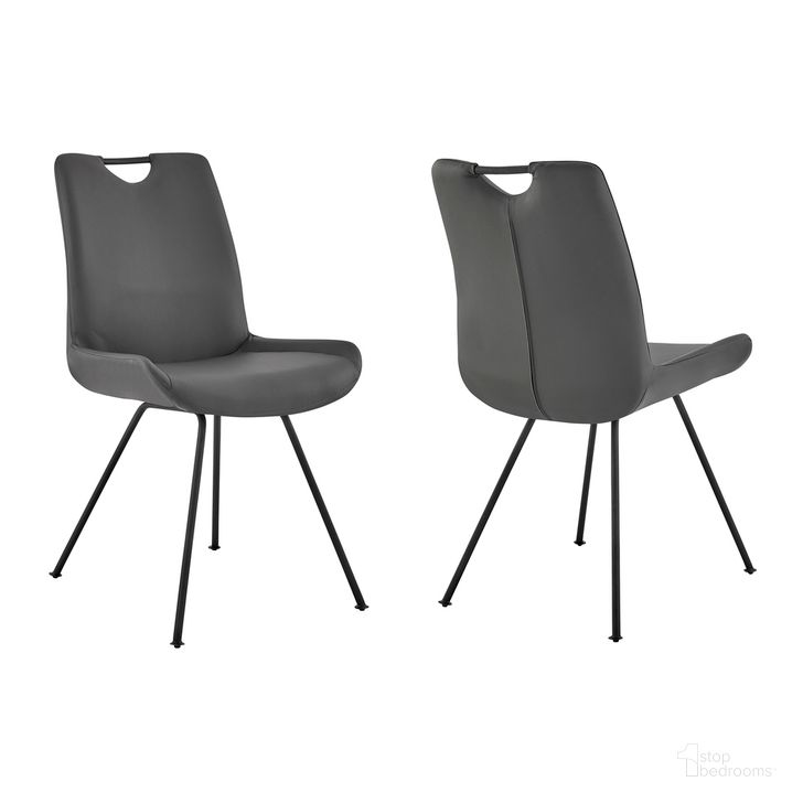 The appearance of Coronado Contemporary Dining Chair Set of 2 In Gray Powder Coated Finish and Gray Faux Leather designed by Armen Living in the modern / contemporary interior design. This gray piece of furniture  was selected by 1StopBedrooms from Coronado Collection to add a touch of cosiness and style into your home. Sku: LCCDSIGR. Material: Wood. Product Type: Dining Chair. Image1