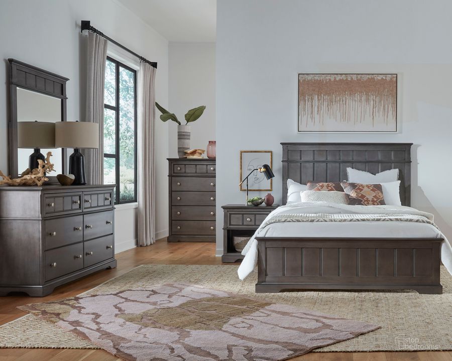 The appearance of Cortland Light Steel Gray Panel Bedroom Set designed by Progressive Furniture in the transitional interior design. This gray piece of furniture  was selected by 1StopBedrooms from Cortland Collection to add a touch of cosiness and style into your home. Sku: B114-34;B114-35;B114-43. Product Type: Bedroom Set. Bed Size: Queen. Material: Rubberwood. Image1