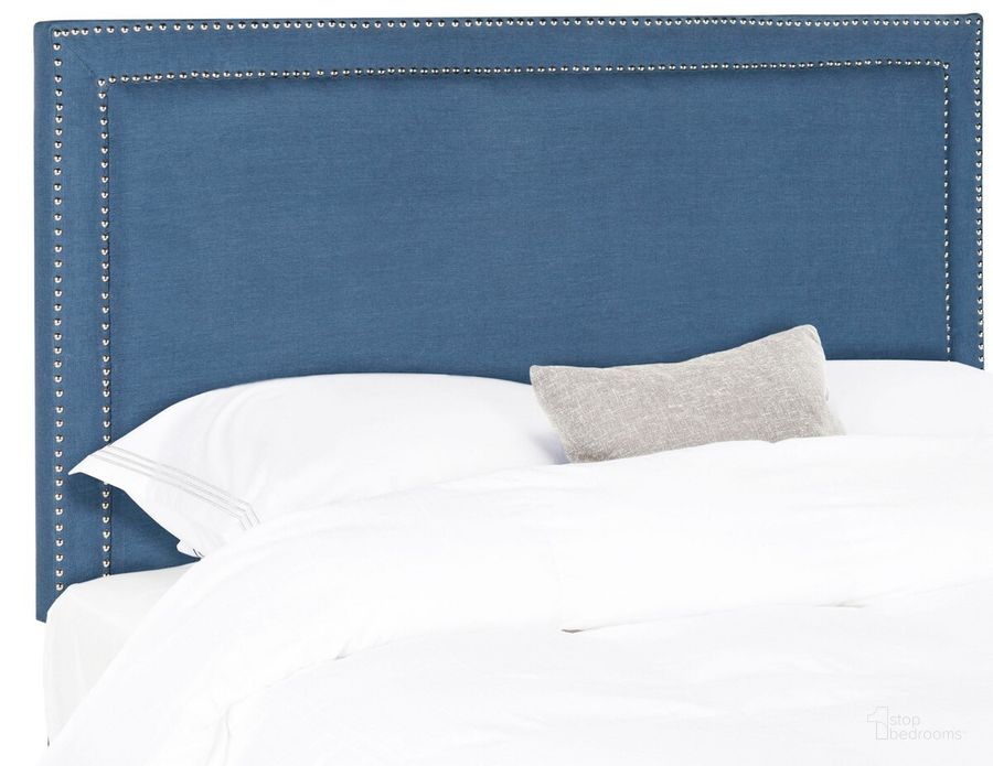 The appearance of Cory Navy Twin Headboard with Silver Nail Head Trim designed by Safavieh in the traditional interior design. This navy piece of furniture  was selected by 1StopBedrooms from Safavieh MCR Collection to add a touch of cosiness and style into your home. Sku: MCR4042F. Product Type: Headboard. Bed Size: Twin. Material: Stainless Steel. Image1