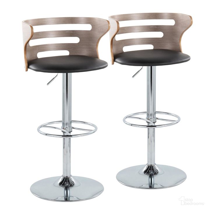 The appearance of Cosi Adjustable Barstool Set of 2 In Black and Grey designed by Lumisource in the transitional interior design. This black and grey piece of furniture  was selected by 1StopBedrooms from Cosi Collection to add a touch of cosiness and style into your home. Sku: BS-COSIPU-WH2 CHRLGYBK2. Material: Wood. Product Type: Barstool. Image1