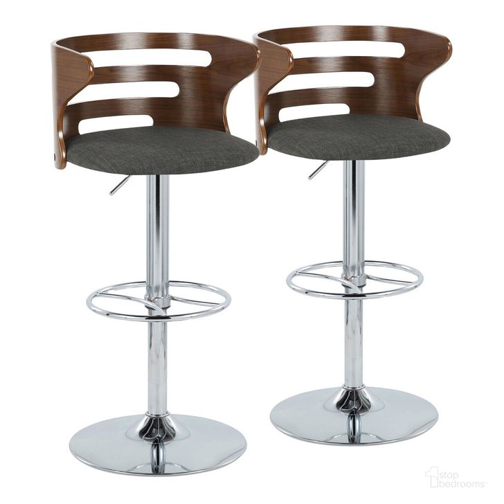 The appearance of Cosi Adjustable Barstool Set of 2 In Walnut Charcoal designed by Lumisource in the transitional interior design. This walnut charcoal piece of furniture  was selected by 1StopBedrooms from Cosi Collection to add a touch of cosiness and style into your home. Sku: BS-COSIFB-WH2 CHRWLCHAR2. Material: Wood. Product Type: Barstool. Image1