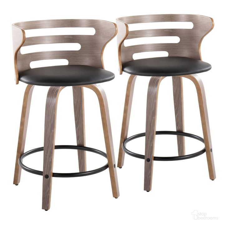 The appearance of Cosini 24 Inch Fixed Height Counter Stool Set of 2 In Black designed by Lumisource in the transitional interior design. This black piece of furniture  was selected by 1StopBedrooms from Cosi Collection to add a touch of cosiness and style into your home. Sku: B24-COSIPU-GRTZQ2 LGYLGYBK2. Material: Wood. Product Type: Barstool. Image1