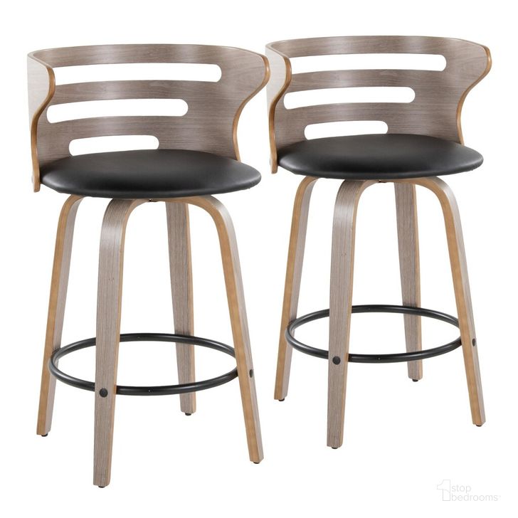 The appearance of Cosini 26 Inch Fixed Height Counter Stool Set of 2 In Black designed by Lumisource in the transitional interior design. This black piece of furniture  was selected by 1StopBedrooms from Cosi Collection to add a touch of cosiness and style into your home. Sku: B26-COSIPU-GRTZQ2 LGYLGYBK2. Material: Wood. Product Type: Barstool. Image1