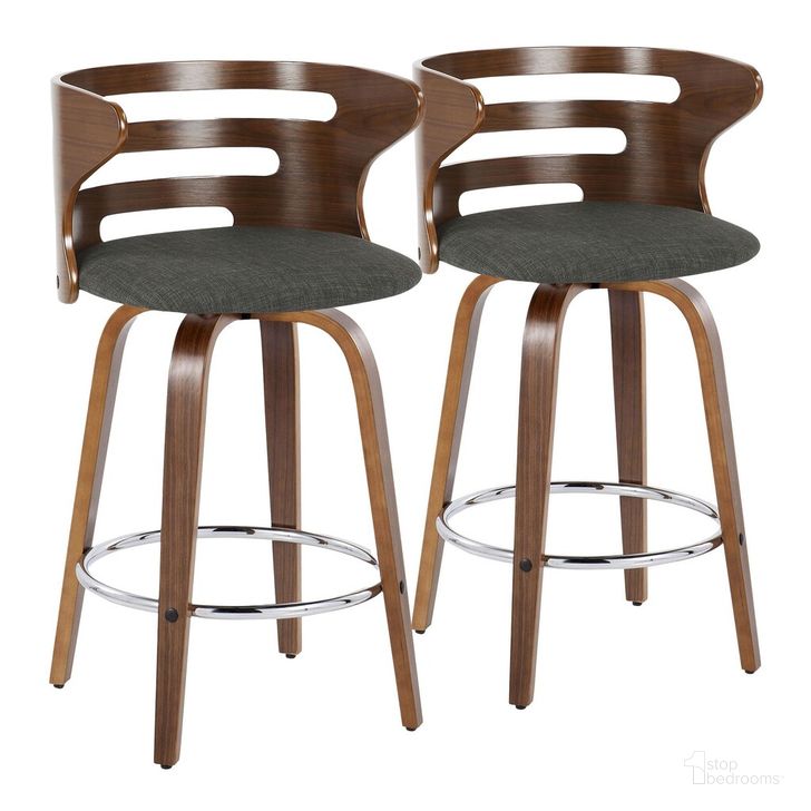 The appearance of Cosini 26 Inch Fixed Height Counter Stool Set of 2 In Charcoal designed by Lumisource in the transitional interior design. This charcoal piece of furniture  was selected by 1StopBedrooms from Cosi Collection to add a touch of cosiness and style into your home. Sku: B26-COSIFB-GRTZR2 WLWLCHAR2. Material: Wood. Product Type: Barstool. Image1