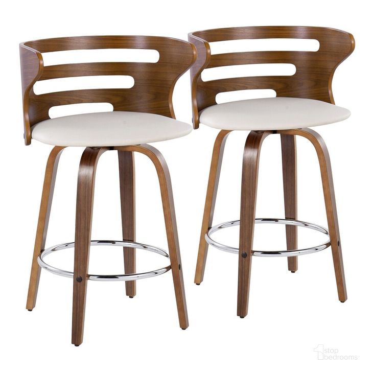 The appearance of Cosini 26 Inch Fixed Height Counter Stool Set of 2 In Cream designed by Lumisource in the transitional interior design. This cream piece of furniture  was selected by 1StopBedrooms from Cosi Collection to add a touch of cosiness and style into your home. Sku: B26-COSIPU-GRTZR2 WLWLCR2. Material: Wood. Product Type: Barstool. Image1