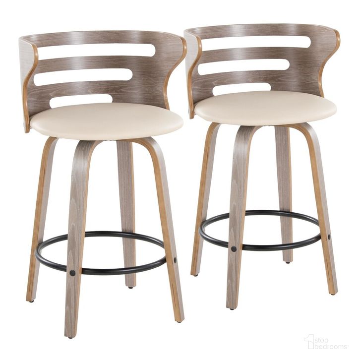 The appearance of Cosini 26 Inch Fixed Height Counter Stool Set of 2 In Light Grey designed by Lumisource in the transitional interior design. This light grey piece of furniture  was selected by 1StopBedrooms from Cosi Collection to add a touch of cosiness and style into your home. Sku: B26-COSIPU-GRTZQ2 LGYLGYCR2. Material: Wood. Product Type: Barstool. Image1
