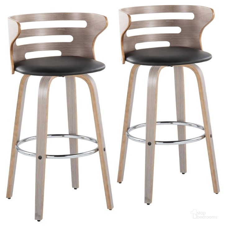 The appearance of Cosini 30 Inch Fixed Height Barstool Set of 2 In Black and Chrome designed by Lumisource in the transitional interior design. This black and chrome piece of furniture  was selected by 1StopBedrooms from Cosi Collection to add a touch of cosiness and style into your home. Sku: B30-COSIPU-GRTZR2 LGYLGYBK2. Material: Wood. Product Type: Barstool. Image1