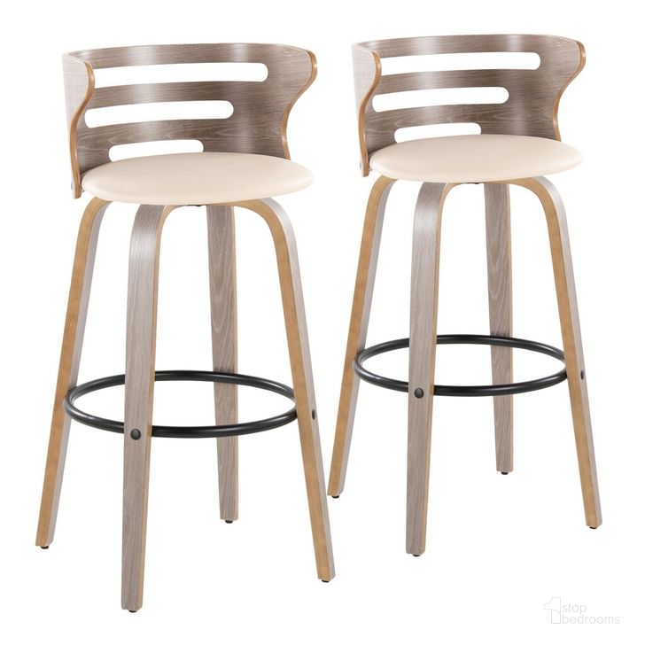 The appearance of Cosini 30 Inch Fixed Height Barstool Set of 2 In Black and Grey designed by Lumisource in the transitional interior design. This cream piece of furniture  was selected by 1StopBedrooms from Cosi Collection to add a touch of cosiness and style into your home. Sku: B30-COSIPU-GRTZQ2 LGYLGYCR2. Material: Wood. Product Type: Barstool. Image1