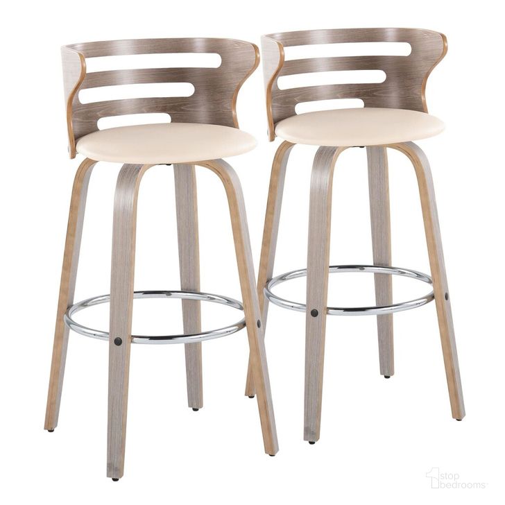 The appearance of Cosini 30 Inch Fixed Height Barstool Set of 2 In Light Gray and Chrome designed by Lumisource in the transitional interior design. This light gray and chrome piece of furniture  was selected by 1StopBedrooms from Cosi Collection to add a touch of cosiness and style into your home. Sku: B30-COSIPU-GRTZR2 LGYLGYCR2. Material: Wood. Product Type: Barstool. Image1