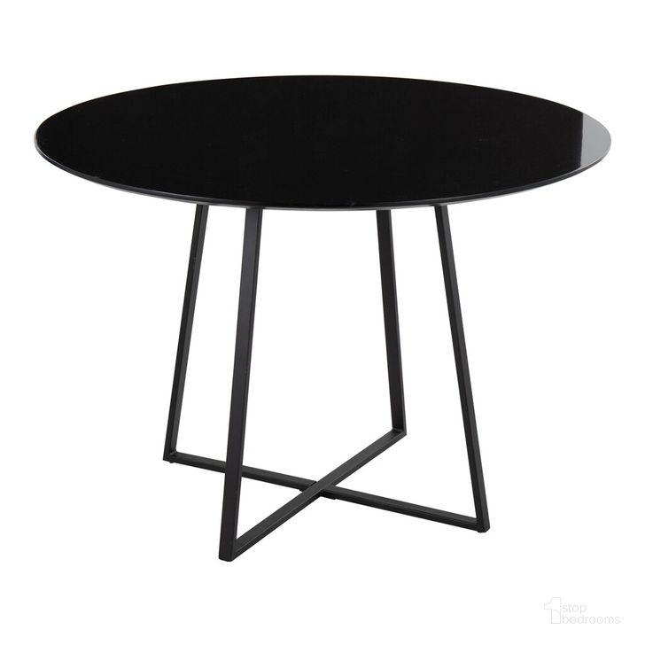 The appearance of Cosmo 43 Inch Dining Table In Black designed by Lumisource in the modern / contemporary interior design. This black piece of furniture  was selected by 1StopBedrooms from Cosmo Collection to add a touch of cosiness and style into your home. Sku: DT-43COSMO2 BKNCBK. Table Base Style: Pedestal. Table Top Shape: Round. Product Type: Dining Table. Material: MDF. Size: 43". Image1