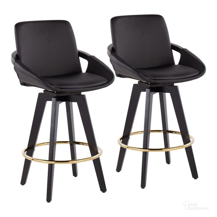 The appearance of Cosmo Swivel Fixed Height Counter Stool Set of 2 In Black designed by Lumisource in the modern / contemporary interior design. This black piece of furniture  was selected by 1StopBedrooms from Cosmo Collection to add a touch of cosiness and style into your home. Sku: B26-COSMO2-SWVG BKBK2. Material: Wood. Product Type: Barstool. Image1