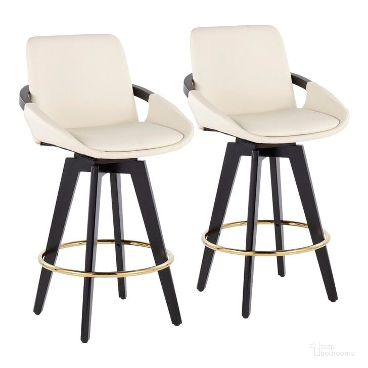 The appearance of Cosmo Swivel Fixed Height Counter Stool Set of 2 In Cream designed by Lumisource in the modern / contemporary interior design. This cream piece of furniture  was selected by 1StopBedrooms from Cosmo Collection to add a touch of cosiness and style into your home. Sku: B26-COSMO2-SWVG BKCR2. Material: Wood. Product Type: Barstool. Image1