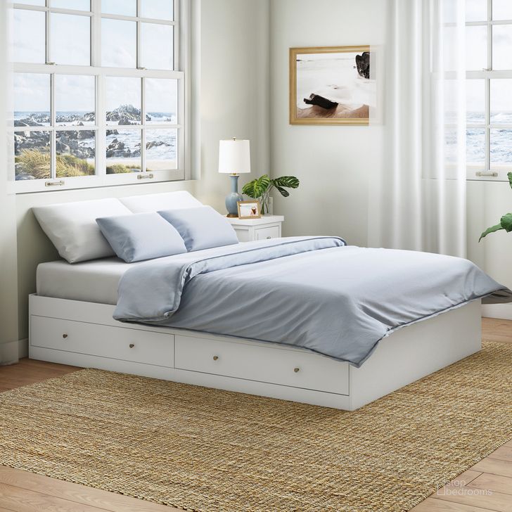 The appearance of Cottage Road Queen Storage Bed In White designed by Sauder in the transitional interior design. This white piece of furniture  was selected by 1StopBedrooms from Cottage Road Collection to add a touch of cosiness and style into your home. Sku: 429367. Bed Type: Storage Bed. Product Type: Storage Bed. Bed Size: Queen. Material: Engineered Wood. Image1