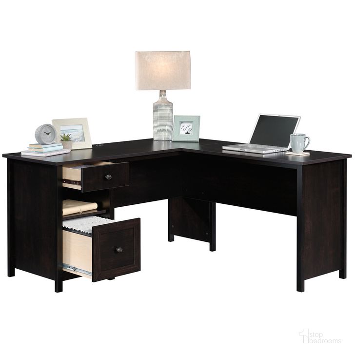The appearance of County Line L-Shaped Desk In Estate Black designed by Sauder in the transitional interior design. This estate black piece of furniture  was selected by 1StopBedrooms from County Line Collection to add a touch of cosiness and style into your home. Sku: 427720. Product Type: Desk. Material: Engineered Wood. Image1