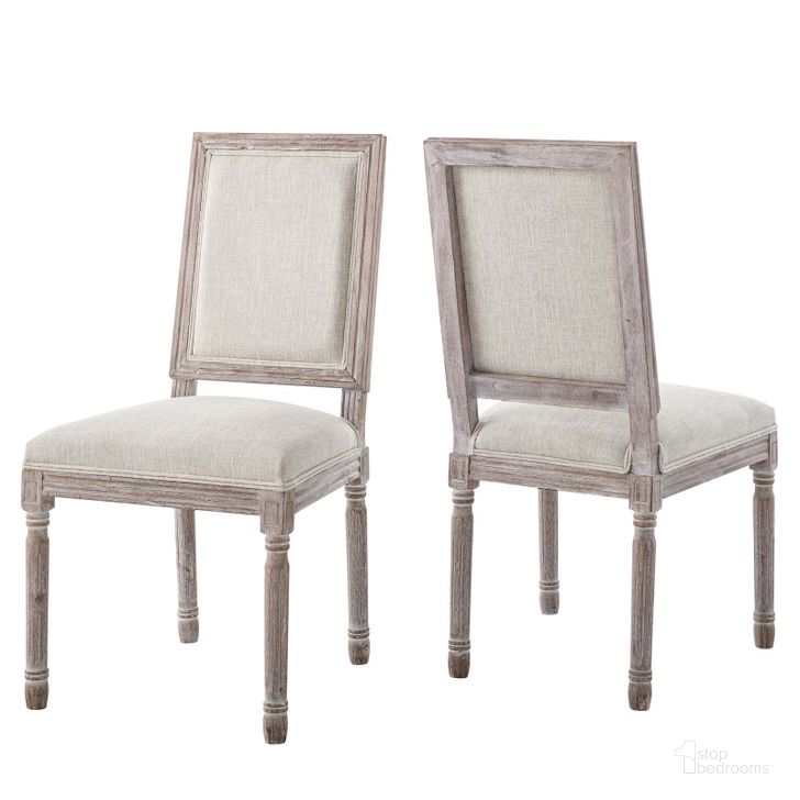 The appearance of Court Beige Dining Side Chair Upholstered Fabric Set of 2 designed by Modway in the modern / contemporary interior design. This beige piece of furniture  was selected by 1StopBedrooms from Court Collection to add a touch of cosiness and style into your home. Sku: EEI-3500-BEI. Material: Wood. Product Type: Side Chair. Image1