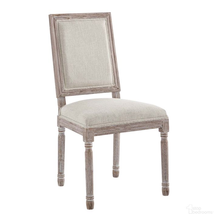 The appearance of Court Beige Vintage French Upholstered Fabric Dining Side Chair designed by Modway in the modern / contemporary interior design. This beige piece of furniture  was selected by 1StopBedrooms from Court Collection to add a touch of cosiness and style into your home. Sku: EEI-2682-BEI. Material: Wood. Product Type: Side Chair. Image1
