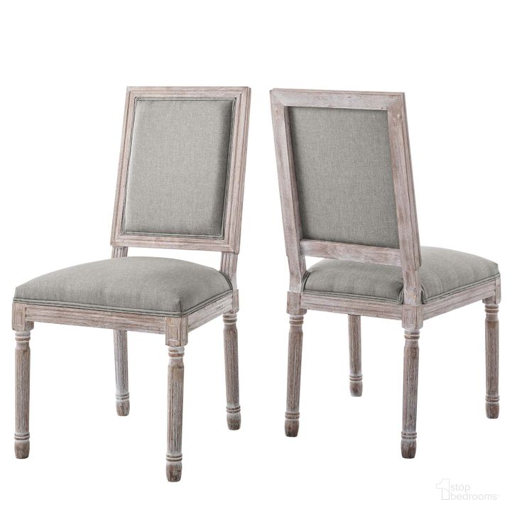 The appearance of Court Light Gray Dining Side Chair Upholstered Fabric Set of 2 designed by Modway in the modern / contemporary interior design. This light gray piece of furniture  was selected by 1StopBedrooms from Court Collection to add a touch of cosiness and style into your home. Sku: EEI-3500-LGR. Material: Wood. Product Type: Side Chair. Image1