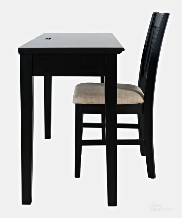 The appearance of Craftsman 2-Drawer USB Charging Desk and Upholstered Chair Set In Antique Black designed by Jofran in the traditional interior design. This antique black piece of furniture  was selected by 1StopBedrooms from Craftsman Collection to add a touch of cosiness and style into your home. Sku: 275-4820370KDKT. Material: Wood. Product Type: Home Office Set. Image1