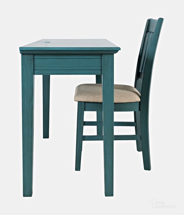 The appearance of Craftsman 2-Drawer USB Charging Desk and Upholstered Chair Set In Antique Blue designed by Jofran in the traditional interior design. This antique blue piece of furniture  was selected by 1StopBedrooms from Craftsman Collection to add a touch of cosiness and style into your home. Sku: 175-4820370KDKT. Material: Wood. Product Type: Home Office Set. Image1