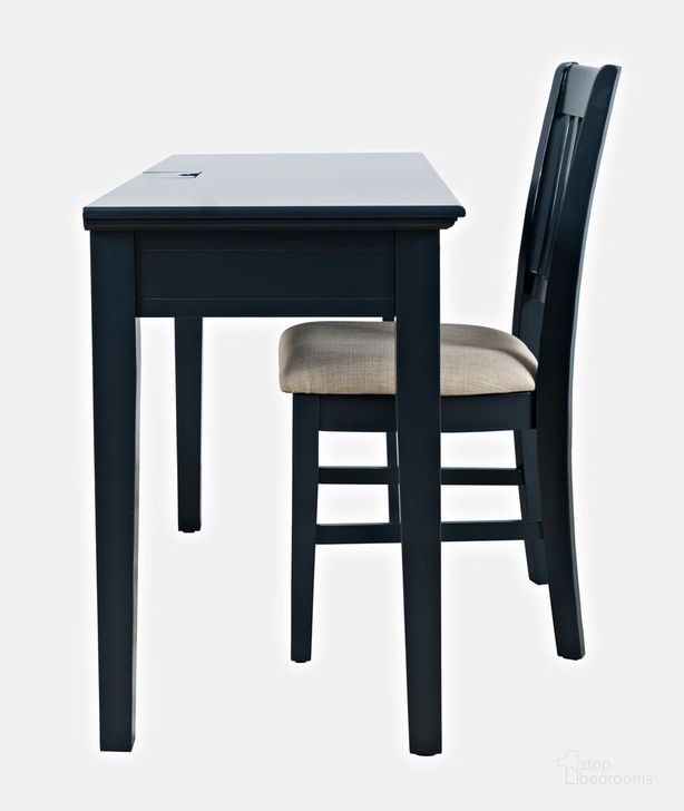 The appearance of Craftsman 2-Drawer USB Charging Desk and Upholstered Chair Set In Navy designed by Jofran in the traditional interior design. This navy piece of furniture  was selected by 1StopBedrooms from Craftsman Collection to add a touch of cosiness and style into your home. Sku: 775-4820370KDKT. Material: Wood. Product Type: Home Office Set. Image1