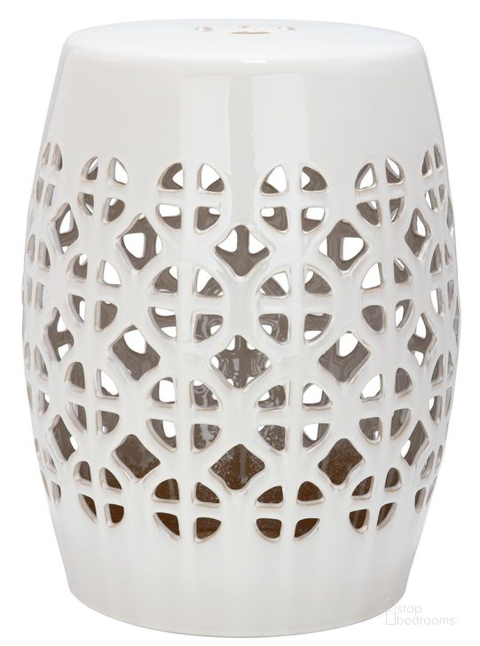 The appearance of Cream Circle Lattice Garden Stool designed by Safavieh in the transitional interior design. This cream piece of furniture  was selected by 1StopBedrooms from Safavieh ACS Collection to add a touch of cosiness and style into your home. Sku: ACS4508B. Product Type: Stool. Image1