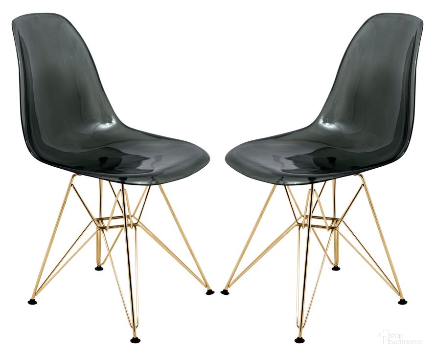 The appearance of Cresco Molded Eiffel Side Chair Set of 2 In Transparent Black designed by LeisureMod in the modern / contemporary interior design. This transparent black piece of furniture  was selected by 1StopBedrooms from Cresco Collection to add a touch of cosiness and style into your home. Sku: CR19TBLG2. Product Type: Side Chair. Material: Plastic. Image1