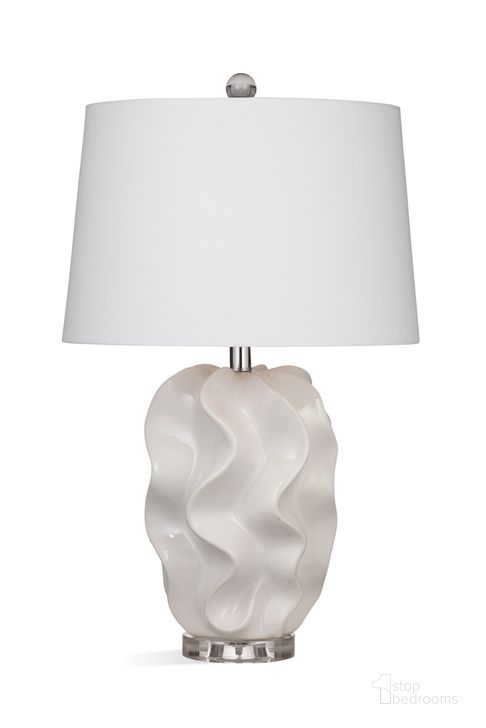The appearance of Crete Table Lamp In White designed by Bassett Mirror Company in the traditional interior design. This white piece of furniture  was selected by 1StopBedrooms from  to add a touch of cosiness and style into your home. Sku: L4292T. Material: Ceramic. Product Type: Table Lamp. Image1